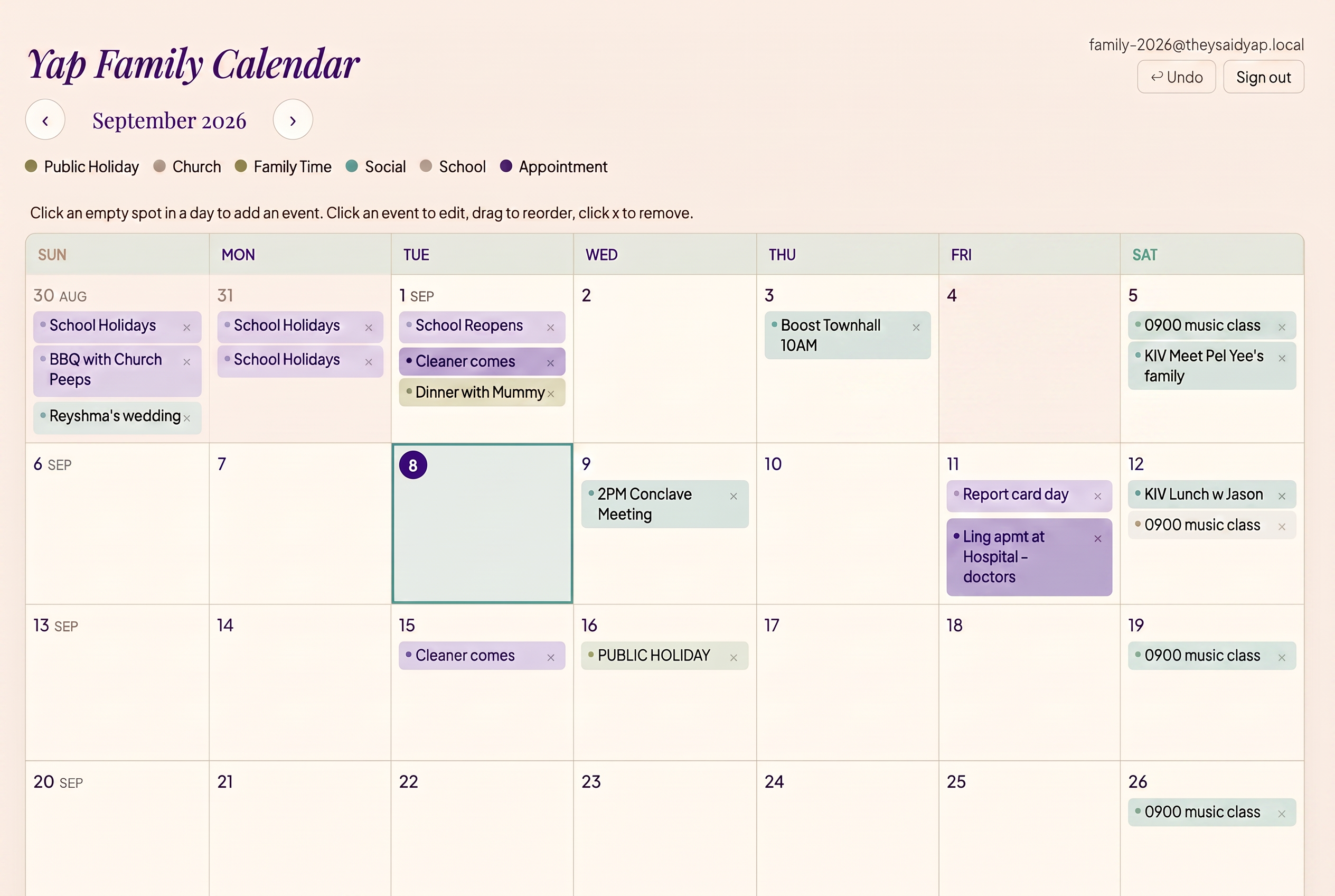 Yap Family Calendar 📅 preview